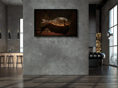 Dorade print gegoten in epoxy op paneel